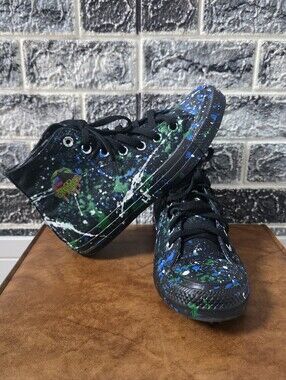 Rare Converse Women's Sneakers with Blue & Green Paint Splatter Size 6.5.